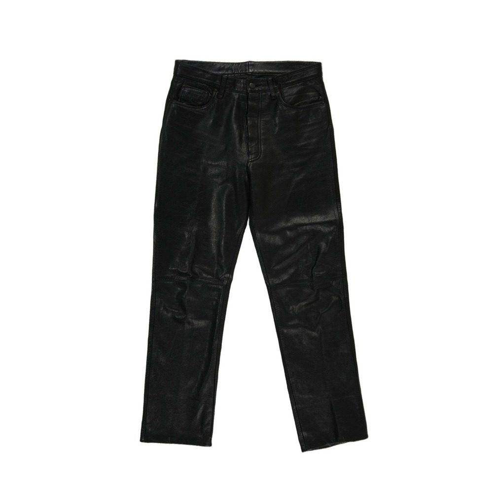 Vintage Verducci Leather Pants Womens Size 32 8 10 Black Straight Leg Moto Biker